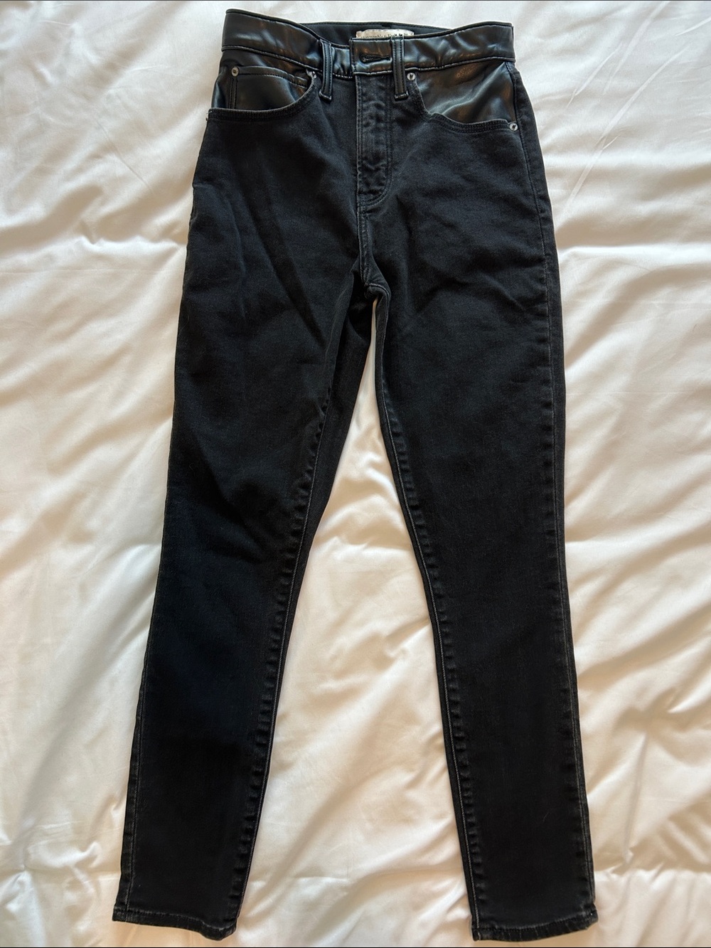 Abercrombie & Fitch Black High-Rise Super Skinny Curve Love Faux Leather Jeans